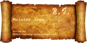 Meister Irma névjegykártya